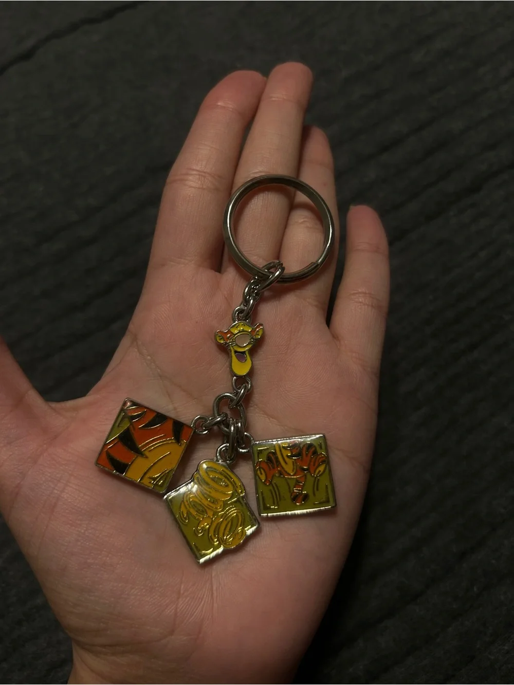 Vintage Disney Gold-Tone Keychain with Yellow and Orange Enamel Charms